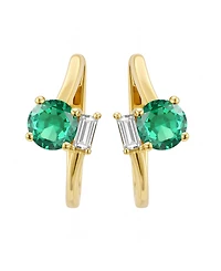 Macy's Lab-Grown Emerald (3/4 ct. t.w.) & White Sapphire (1/6 Earring 14k Gold Over Sterling Silver (also Ruby Sapphire)