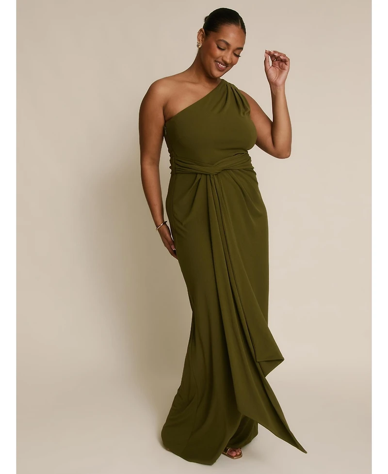 Six Stories Women's One Shoulder Drape Stretch Bridesmaid Dress