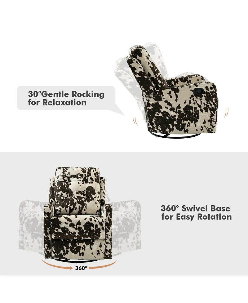 Hulala Home Arlette Transitional Swivel Recliner with Metal Base