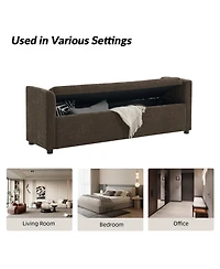 Hulala Home Rosana Transitional 59.4" Wide Storage Bench