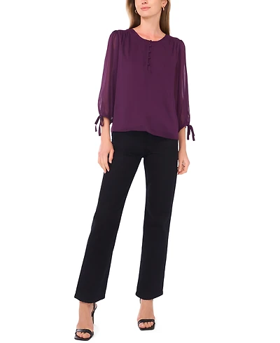 Sam & Jess Women's Crewneck Tie-Sleeve Top