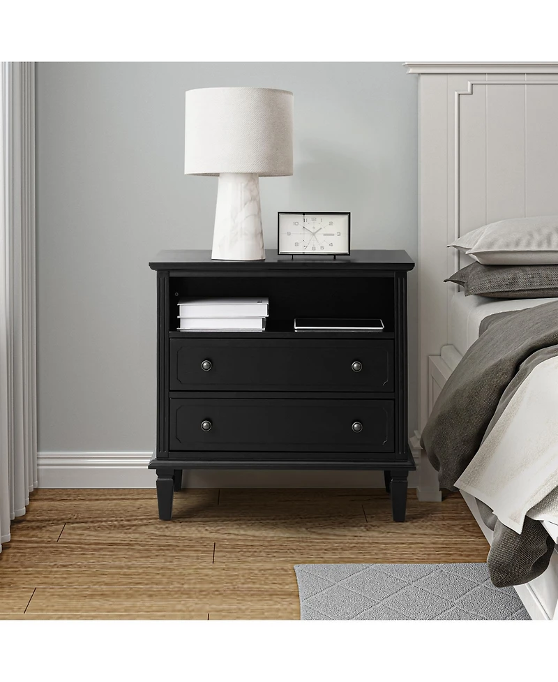 Hulala Home Kamilo Transitional 2-Drawer Solid Wood Nightstand