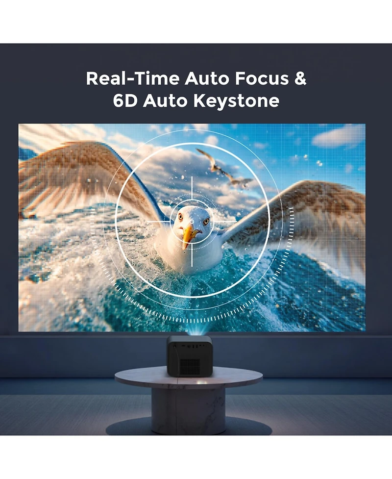 Ultimea Poseidon E100 4K Projector with Dlp Tech, 1800 Ansi Projector with WiFi and Bluetooth, 300'' Home Theater with Active 3D & 120% Dci-P3