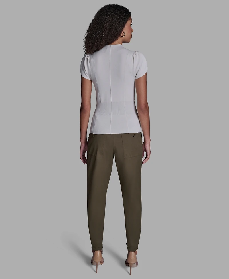 Bcbg Women's Tulip Sleeve Cinch Waist Pull-On Top