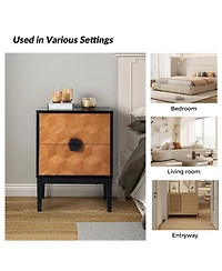 Hulala Home Modern Apakah 25" Tall 2-Drawer Nightstand