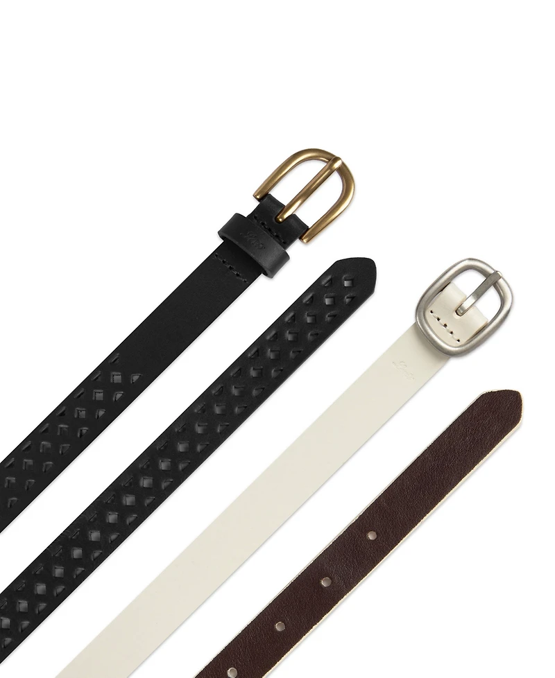 Levi's Women's 2-Pack Perforated and Reversible Skinny Casual Belt Set