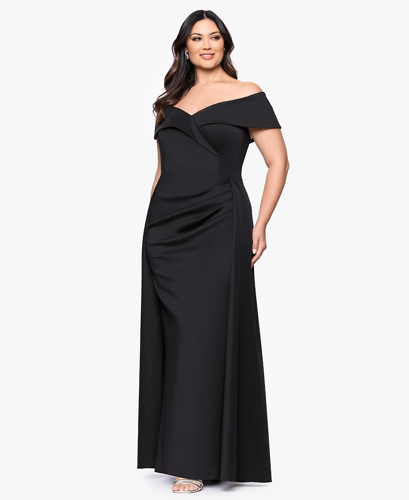 Xscape Plus Off The Shoulder Long Dress