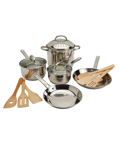 Basic Essentials Induction-Ready Stainless Steel 14-Pc. Cookware Set