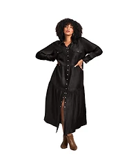 Avenue Women's Denim Tiered Shirtdress