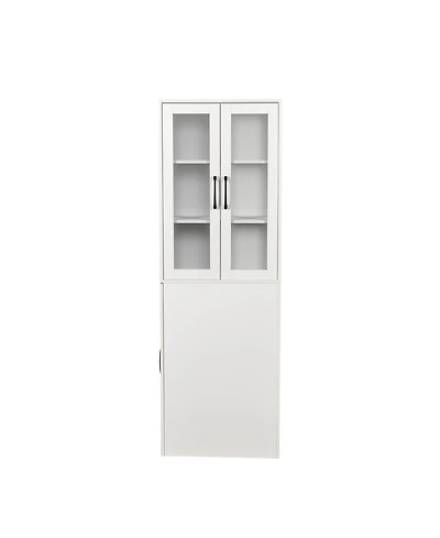 "Casainc 70.87" Display Cabinet with 4 Pull-Out Shelves & Glass Doors – Modern Multi-Tier Pantry Storage for Home