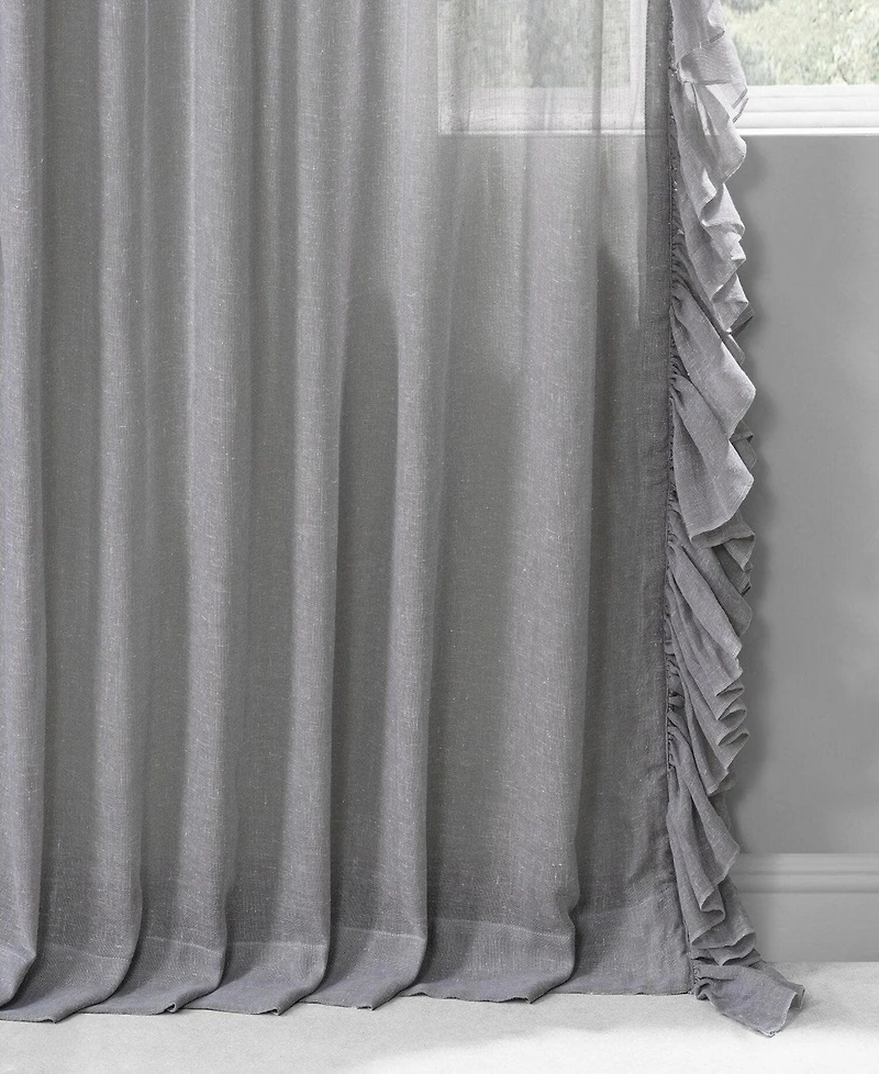 Half Price Drapes Ruffled Faux Linen Sheer Curtain