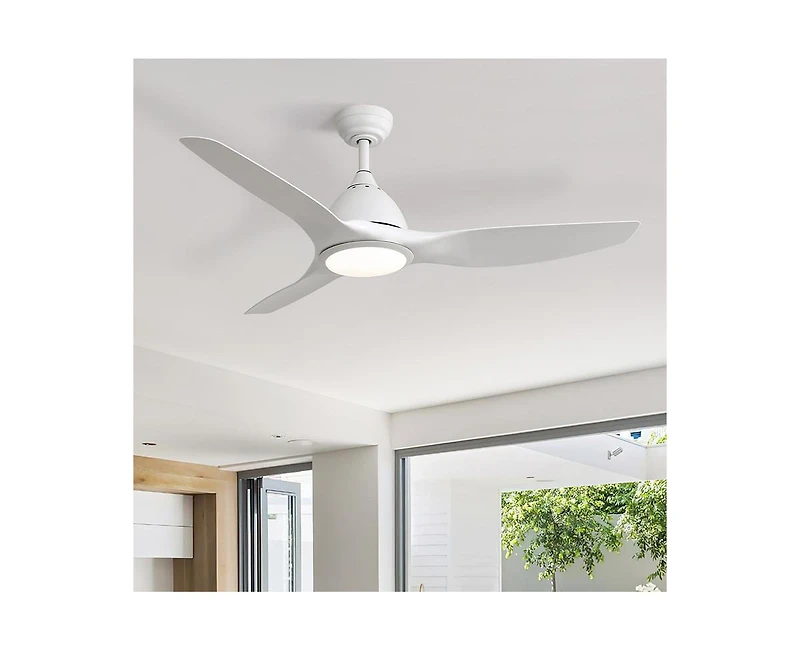 Sofucor 52-inch Modern White 3-Blade Ceiling Fan with Six Speed Remote Control and Timing Function for Indoor