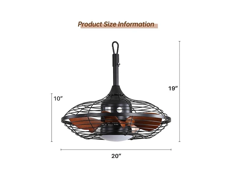Sofucor 20-inch Modern Black 5-Blade Flush Mount Ceiling Fan with Remote control and timing functions
