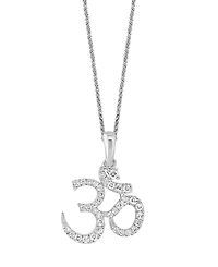 Diamond Om 18" Pendant Necklace (1/6 ct. t.w.) 14k White or Yellow Gold