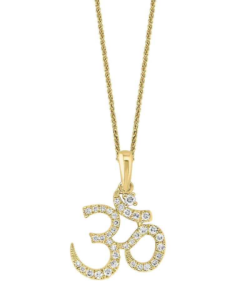 Diamond Om 18" Pendant Necklace (1/6 ct. t.w.) in 14k White or Yellow Gold
