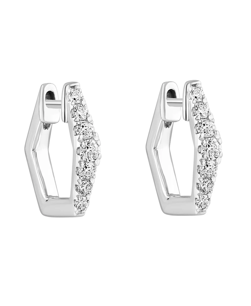 Diamond Hexagon Hoop Earrings (3/8 ct. t.w.) in 14k White Gold