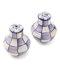 MacKenzie-Childs Violet Check Handmade 2-Pc. Salt and Pepper Shaker Set