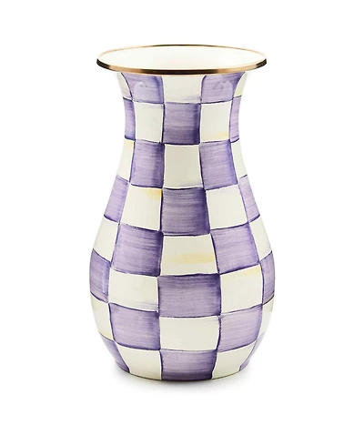 MacKenzie-Childs Violet Check Handmade Tall Vase