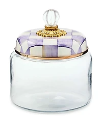 MacKenzie-Childs Violet Check Small Handmade Kitchen Canister