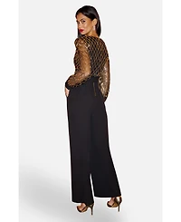 Yumi Women's Sequin Wrap Over Jumpsuit