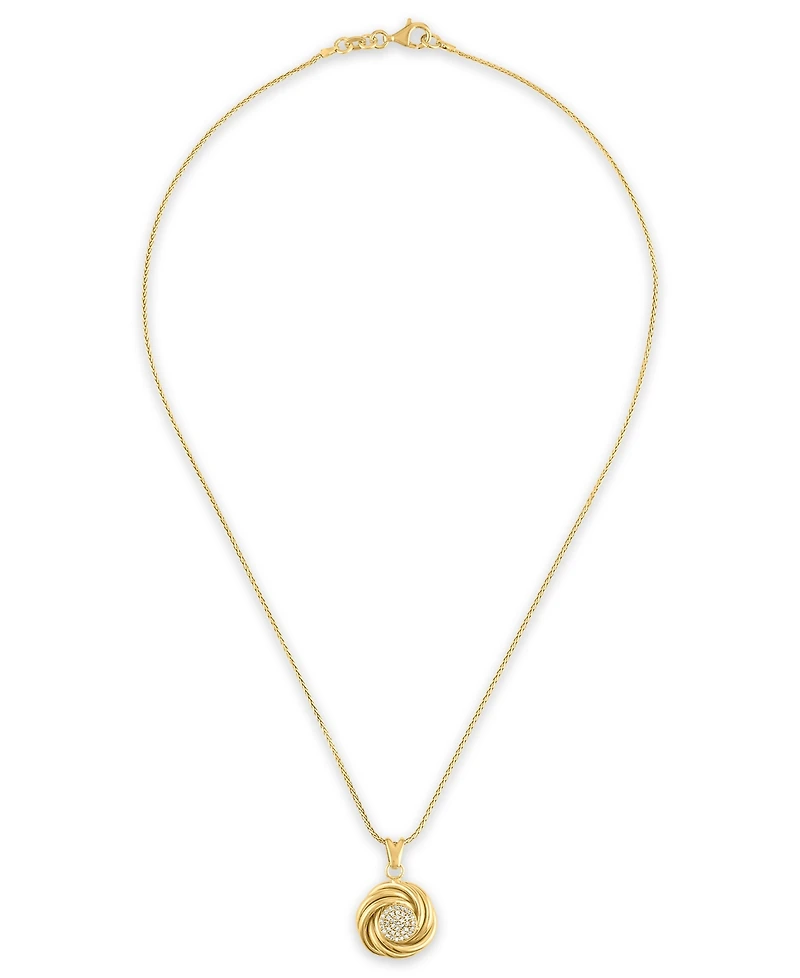 Macy's Diamond Love Knot Pendant Necklace (1/5 ct. t.w.) in 14k Gold over Sterling Silver