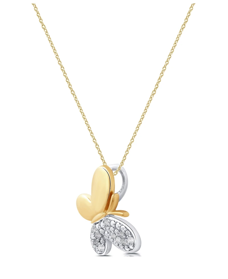 Macy's Diamond Butterfly Pendant Necklace (1/10 ct. t.w.) Sterling Silver (also 14K Gold-Plated Silver)
