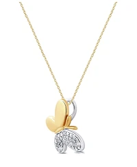 Macy's Diamond Butterfly Pendant Necklace (1/10 ct. t.w.) Sterling Silver (also 14K Gold-Plated Silver)