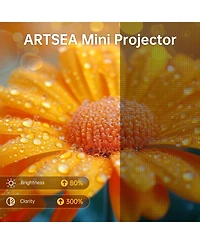 Artsea 1080P Mini Projector 9500L, Portable Hd Movie Projector for Laptop/Tv Stick/Hdmi/Usb/PS4/PS5/Smartphone