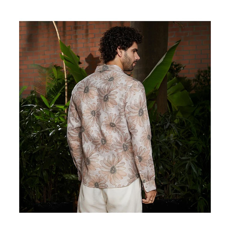 Campus Sutra Men's Chesntnut Brown Gloomy Daisy Shirt