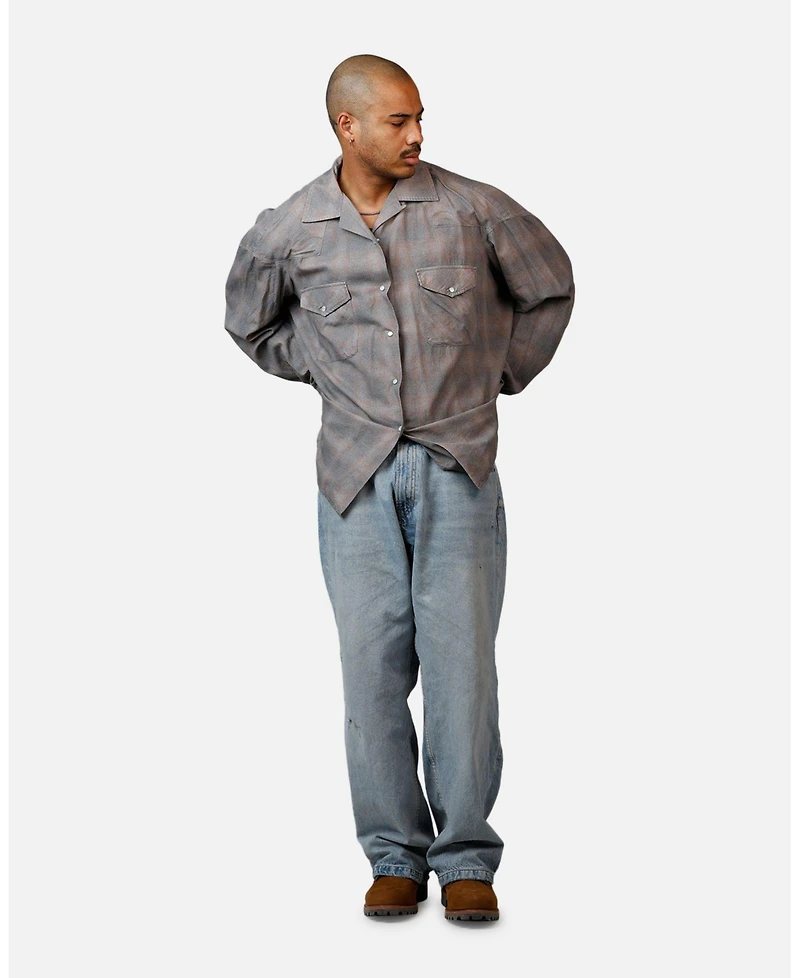 mnml Men's Mem's Faded Print Flannel Shirt