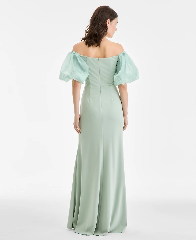 Eliza J Women's Off-The-Shoulder Organza Puff-Sleeve Gown