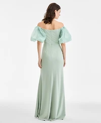 Eliza J Women's Off-The-Shoulder Organza Puff-Sleeve Gown
