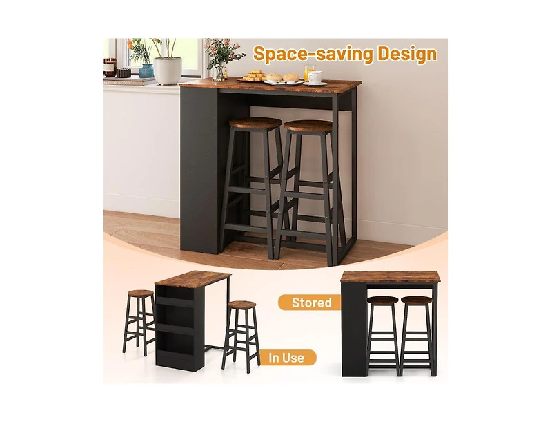 Boyel Living 3 Pieces Bar Table Set with Storage