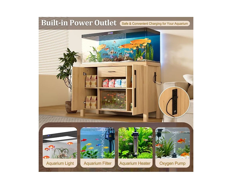 Casainc Storage Cabinet With Fish Tank Stand Power Outlets