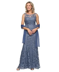 Alex Evenings Petite Sleeveless Embroidered Long Dress