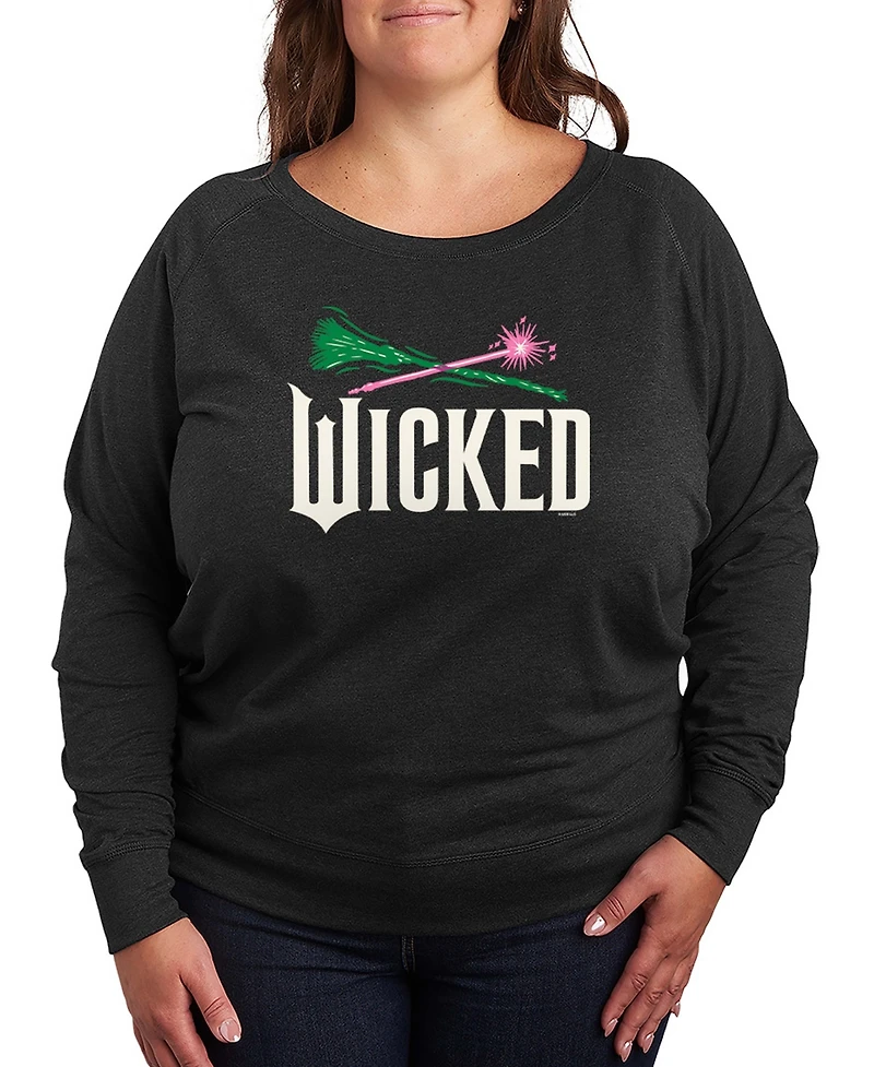 Hybrid Apparel Plus Size French Terry Long Sleeve Pullover Top