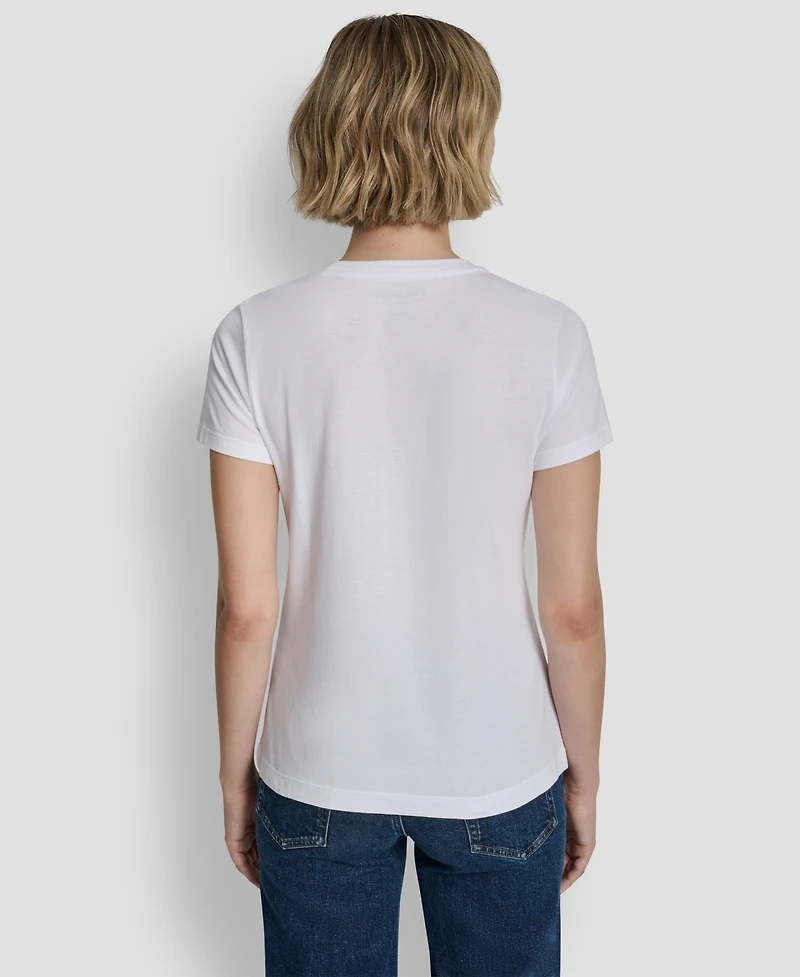 Dkny Jeans Women's Sequin Photoreal Logo Crewneck T-Shirt