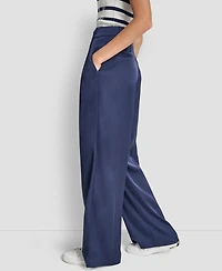 Dkny Jeans Women's High-Rise Pleated Wide Leg Trousers