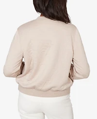 Alfred Dunner Petite Vienna Medallion Quilted Bomber Jacket