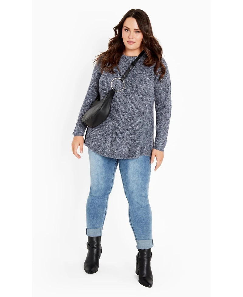 Avenue Women's Plus Tia Curved Hem Tunic Sweater