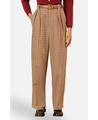Yumi Women's Check Wide Leg Pants