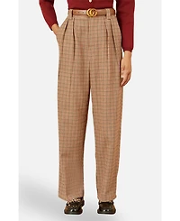 Yumi Women's Check Wide Leg Pants