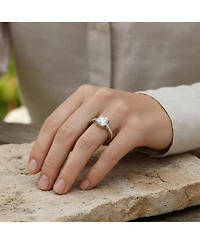 Bling Jewelry Classic 2.5CT Cz Square Princess Cut Solitaire Promise Ring Sterling Silver Cubic Zirconia Pave Band