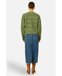 Yumi Women's Cable Knit Relaxed Fit Jumper
