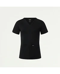 Jaanuu Women's Cesi 2-Pocket Slim Knit V-Neck Scrub Top - Mauve Xl