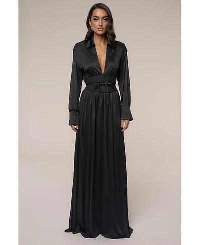 Jluxlabel Women's High Line Collar Maxi Dress