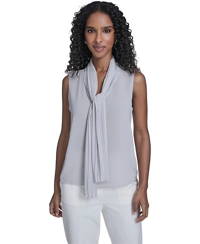 Calvin Klein Women's Sleeveless Chiffon V-Neck Top