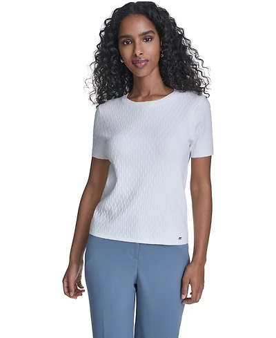 Calvin Klein Women's Textured Short-Sleeve Sweater