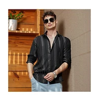 Campus Sutra Men's Onyx Black Candy-Striped Shirt