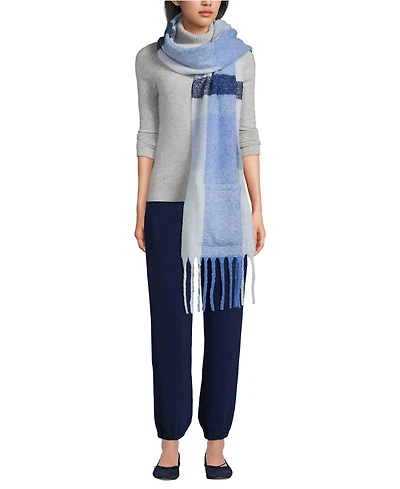 Lands' End Women's Brushed Blanket Fringe Scarf